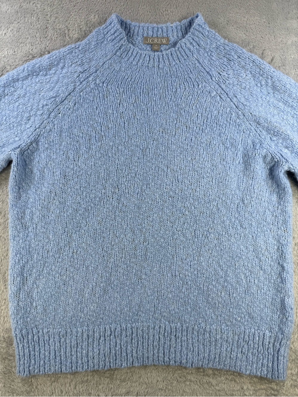 J.Crew Blue Alpaca Blend Textured Mock Neck Sweater Medium - Picture 2 of 11